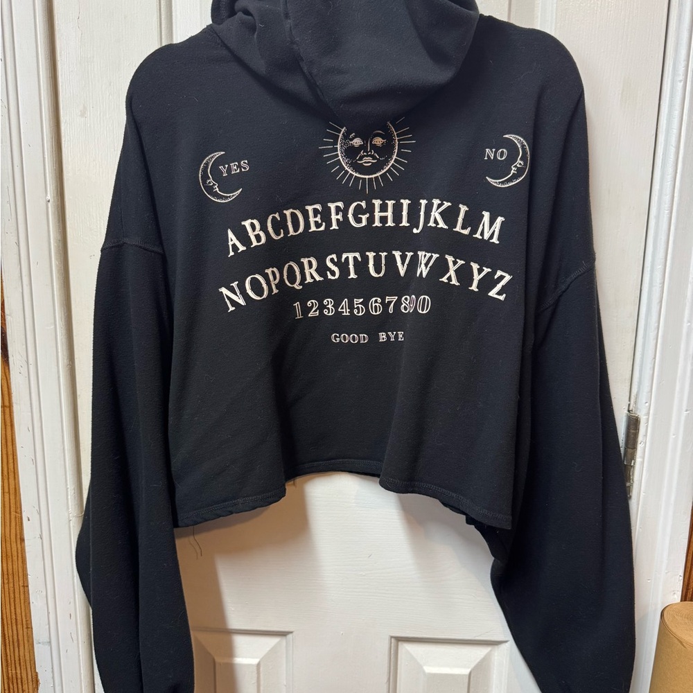Black Ouija Board Cropped Hoodie